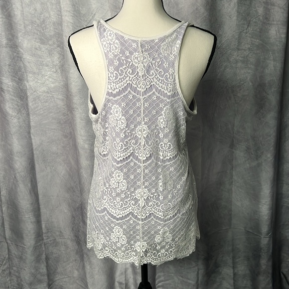 Maurices Lavender Racerback Tank Top with White Lace Overlay - Size Medium - Picture 5 of 15